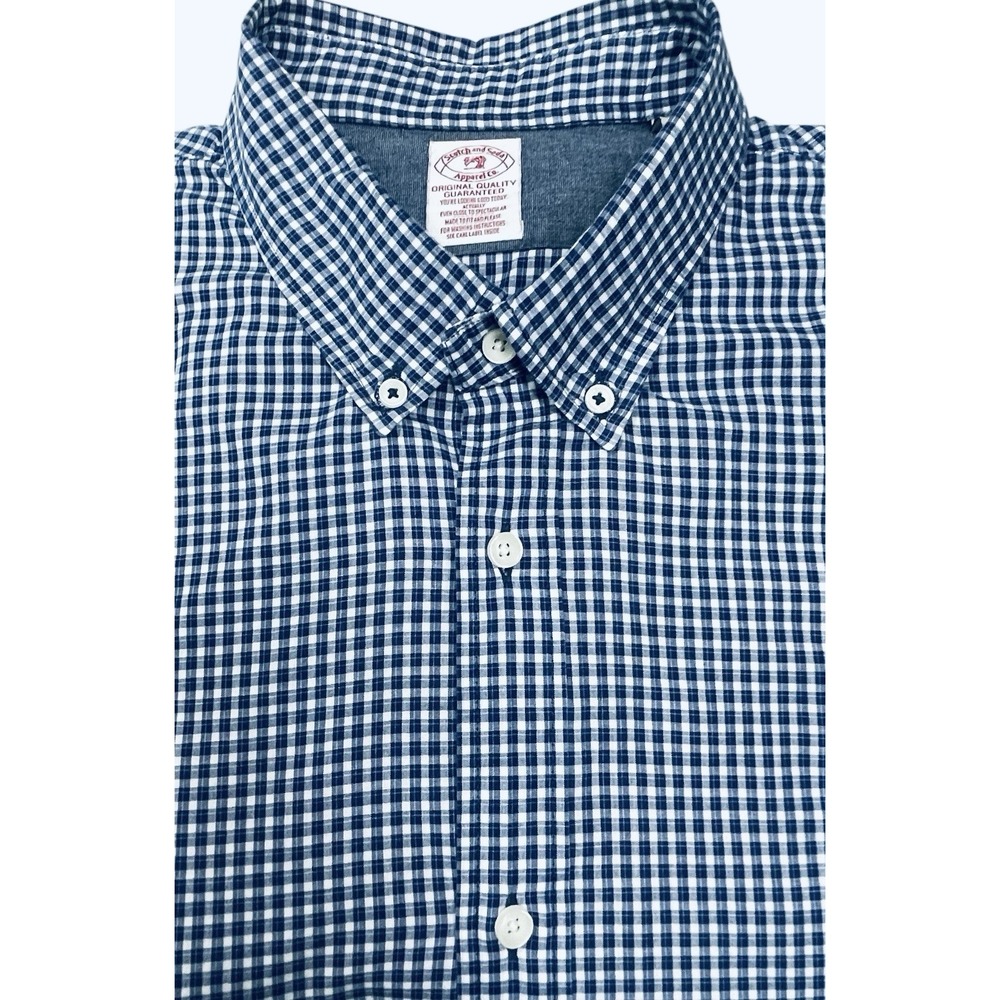 Scotch And Soda Men's Blue Check Long Sleeve Shirt - XL